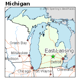 Map of East Lansing Mi
